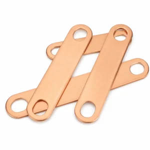 Purple copper connector for large-format lithium-ion battery connections.